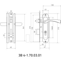 Врезной замок БУЛАТ ЗВ4-1.70.03.01 НОМОС (бронза; 5 перфоключей; с ручками) 13974