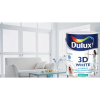 Краска для стен и потолков Dulux 3D WHITE ослепительно белая, матовая, база BW 9 л 5701638