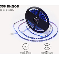 Комплект адресной ленты Apeyron 24В, 14,4Вт/м, smd5050, 60д/м, IP65, подложка 10мм (черная), 10м/ 10-102