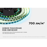 Комплект адресной ленты Apeyron 24В, 14,4Вт/м, smd5050, 60д/м, IP20, подложка 10мм(черная), 10м, RGB/ 10-101