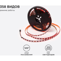 Комплект адресной ленты Apeyron 24В, 14,4Вт/м, smd5050, 60д/м, IP20, подложка 10мм(черная), 10м, RGB/ 10-101