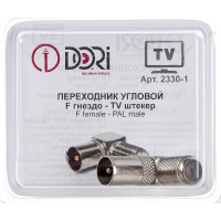Переходник DORI F гнездо - TV штекер металл угловой 2330-1