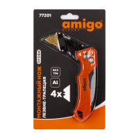 Строительный нож с трапециевидным лезвием AMIGO 77201
