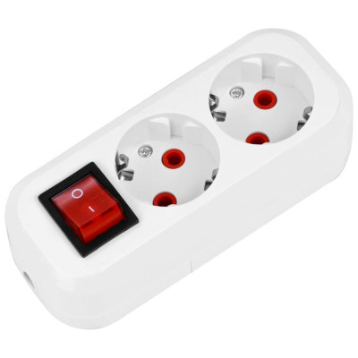 Розеточная колодка TDM ELECTRIC 2 гнезда 2П+3 с выключателем 16А 250В белая серии Народная SQ1806-0415