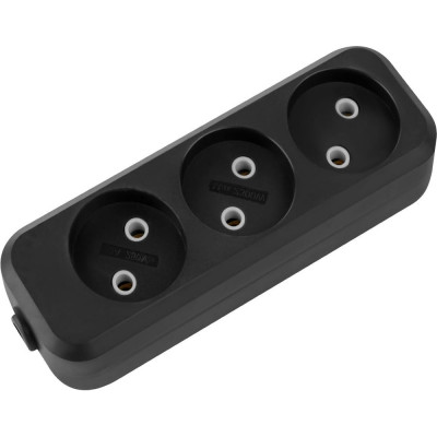 Розеточная колодка TDM ELECTRIC 3 гнезда 2П б/з 10А 250В черная серии Народная SQ1806-0425