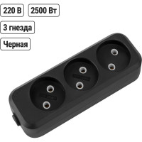 Розеточная колодка TDM ELECTRIC 3 гнезда 2П б/з 10А 250В черная серии Народная SQ1806-0425