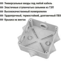 Коробка распределительная TDM ELECTRIC 100х100х50мм, крышка на винтах, IP55, 6 входов SQ1401-1234