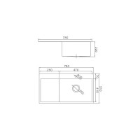 Кухонная мойка из нержавеющей стали WISENT 7851-R 78x51см WS37851-R/WGER013