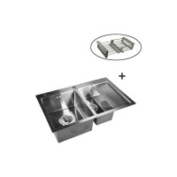 Комплект кухонная мойка из нержавеющей стали WISENT 7851-SL 78x51см с раздвижным коландером WS37851-SL/WS-02-2/W302644