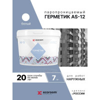Акриловый герметик ECOROOM AS-12 (паропроницаемый; белый; 7 кг) E-Герм-4183/7