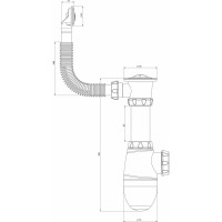 Сифон Unicorn B421 1 1/2х40 с круглым переливом 534491