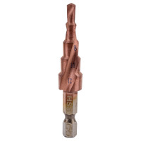 Сверло ступенчатое по металлу РОСОМАХА 4-12 мм, 5 ступеней Экстрим КОБАЛЬТ 705001