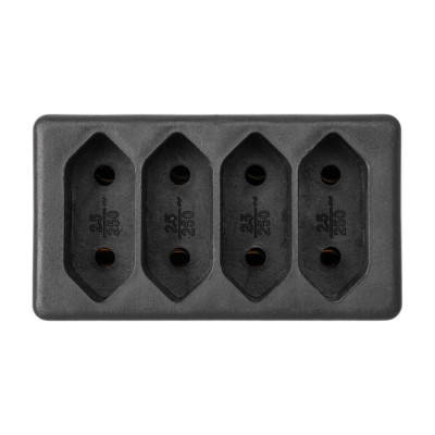Блок на 4 гнезда TDM ELECTRIC 2П 2,5 А, 250 B, под плоскую вилку, черный SQ1806-0303