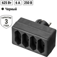 Блок на 4 гнезда TDM ELECTRIC 2П 2,5 А, 250 B, под плоскую вилку, черный SQ1806-0303