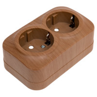 2-ая розетка IEK РСш22-3-ХД с з/к и з/ш о/у 16А GLORY дуб ERH24-K24-16