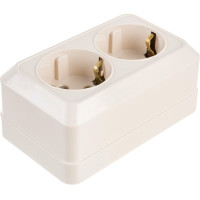 Розетка Intro Quadro с заземление двойная 2x2P+E Schuko, 16А-250В, IP20, открытая установка, слоновая кость, Б0053803