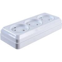 Розетка Intro Quadro без заземления трехместная 3x2P, 16А-250В, IP20, открытая установка, белый, Б0053809