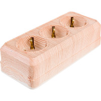 Розетка Intro Quadro 2-206-11 с заземлением трехместная 3x2P+E, 16А-250В, IP20, открытая установка, сосна, Б0053826