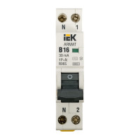 Автоматический выключатель дифференциального тока IEK ARMAT B06S 1P+NP B16 30мА тип AC (18мм) AR-B06S-1N-B16C030