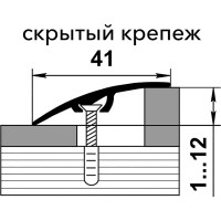Порог разноуровневый алюминиевый Лука 41 мм, 2,7 м, декоративный, Черный УТ000021832