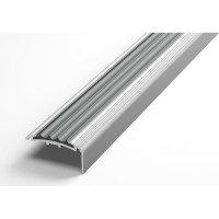 Порог угловой алюминиевый Лука 40x20 мм, 1,35 м, без покрытия, серая резинка УТ000023668