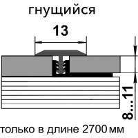 Порог одноуровневый алюминиевый Лука 13 мм, 2,7 м, анодированный, Шампань УТ000039394