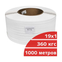 Лента полипропиленовая Кордленд 19х1 мм х 1 км, 360 кгс, белый, М/ПА PP-00661