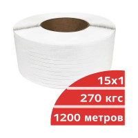 Лента полипропиленовая Кордленд 15х1 мм х 1,2 км, 270 кгс, белый, М/ПА PP-00682