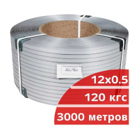 Лента полипропиленовая Кордленд 12х0,5 мм х 3 км, 120 кгс, серый, М/ПА PP-00665