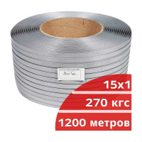 Лента полипропиленовая Кордленд 15х1 мм х 1,2 км, 270 кгс, серый, М/ПА PP-00683