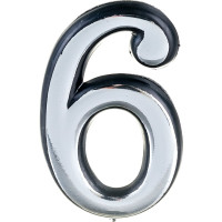 Цифра 6 Левша (50 мм; пластмасса клеящаяся; хром) У4-9106.Х
