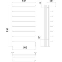Полотенцесушитель Terminus Полка quick touch П8 500x850 4670078524836