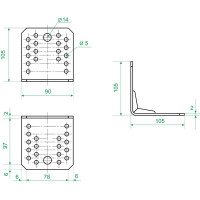 Крепежный уголок усиленный РК ГРУП 105x90х1.8 (25шт.) РК000000522