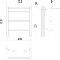 Полотенцесушитель Terminus Классик с полкой quick touch П6 400x650 4670078531384