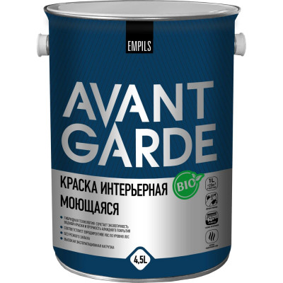 Интерьерная краска Avantgarde моющаяся, база С, матовая, 4.5 л, 6.2 кг 77433