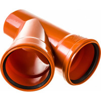 Тройник РемоКолор наружная канализация, рыжий, 45 градусов, 110 мм 139-996
