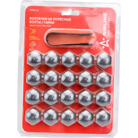 Колпачки на колесные болты/гайки AIRLINE 19 мм, 20 шт. + съёмник, пластик, серые AWBN-02