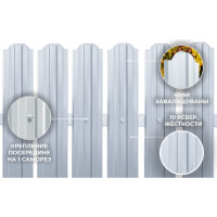 Металлический штакетник Металлика (белый; 10 штук, высота 1 м) 1,0-9003