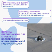 Кровельная воронка Татполимер 110х600 мм с металлическим фланцем ТП-01.100/6 10693