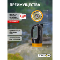 Светодиодный аккумуляторный фонарь прожектор ТРОФИ PA-101 1 режим Б0053340