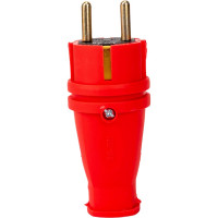 Каучуковая вилка ЭРА с заземлением VX10-R-IP44 16А IP44 прямая красная, Б0055415