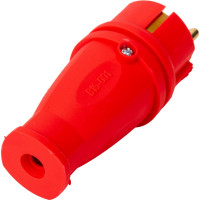 Каучуковая вилка ЭРА с заземлением VX10-R-IP44 16А IP44 прямая красная, Б0055415
