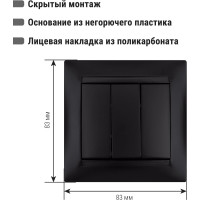 Выключатель трёхклавишный. TDM ELECTRIC 10А графит "Лама SQ1815-0603
