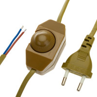 Провод с евроштекером и диммируемым выключателем duwi золото, 2м H 03 VV-F 2x0,75 мм 2,5А 28577 9