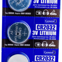 Батарейка General Lighting Systems GBAT-CR2032 кнопочная литиевая 5pcs/card (Рас.0) 800568