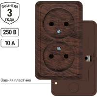 Двойная розетка TDM ELECTRIC 2П открытой установки IP20 10А 250В (керамика) бук "Ладога" SQ1801-0312