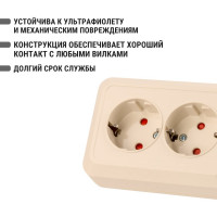Двойная угловая розетка TDM ELECTRIC 2П+3 открытой установки с защитными шторками IP20 250В 16А слоновая кость "Ладога" SQ1801-0243