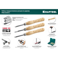 Набор ручных резцов по дереву KRAFTOOL Precision-3 3 шт 18369