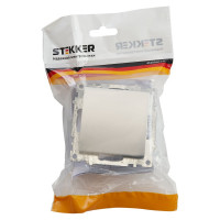 1-клавишный выключатель (механизм) STEKKER GLS10-7103-03, 250V, 10А, серия Катрин, серебро 39575