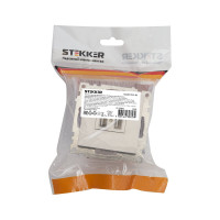 2-местная USB розетка STEKKER (механизм), GLS10-7115-03, 250B, 2,4А, серия Катрин, серебро 39588